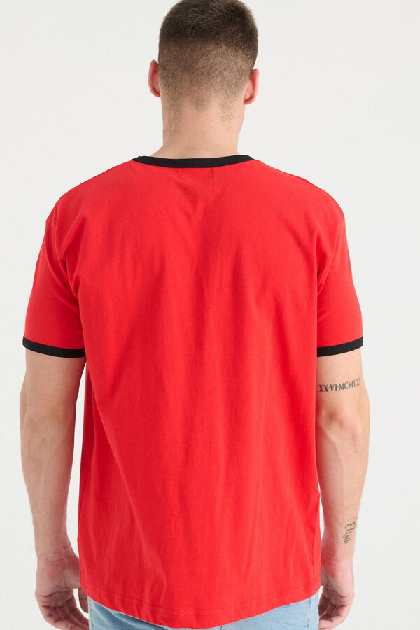Springfield Camiseta Básica Con Contrastes rojo