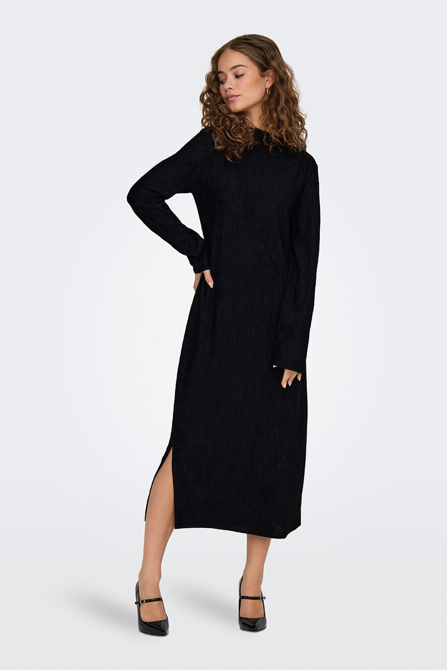 Vestido midi manga larga