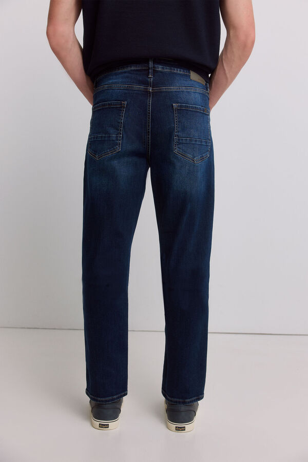 Springfield Dark blue washed slim fit jeans blue