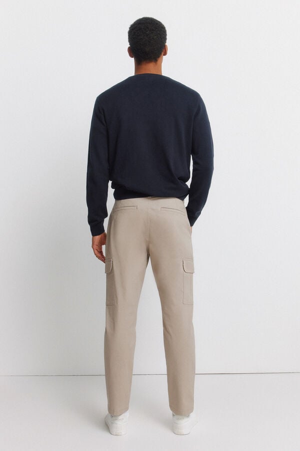 Springfield Slim fit cargo comfort trousers nude