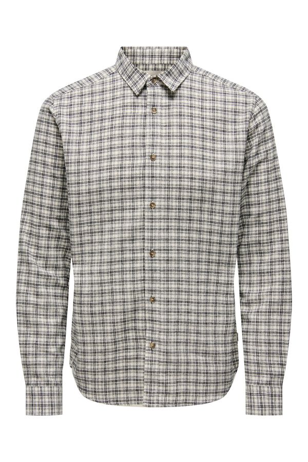 Only & Sons Camisa manga larga cuadros blanco
