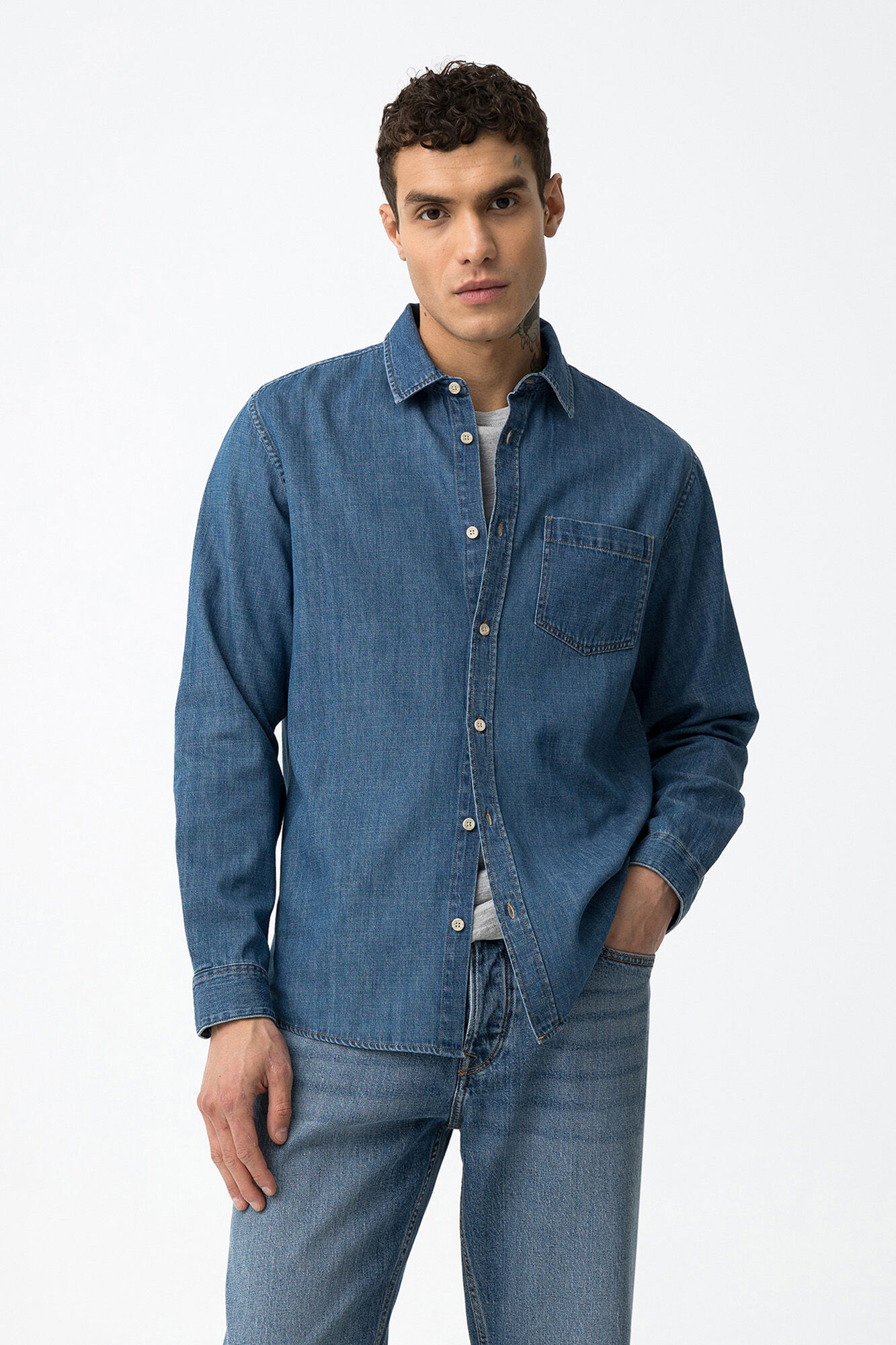 Tiffosi Camisa jeans de corte regular