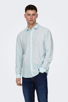 Springfield Linen shirt with long sleeves blue mix