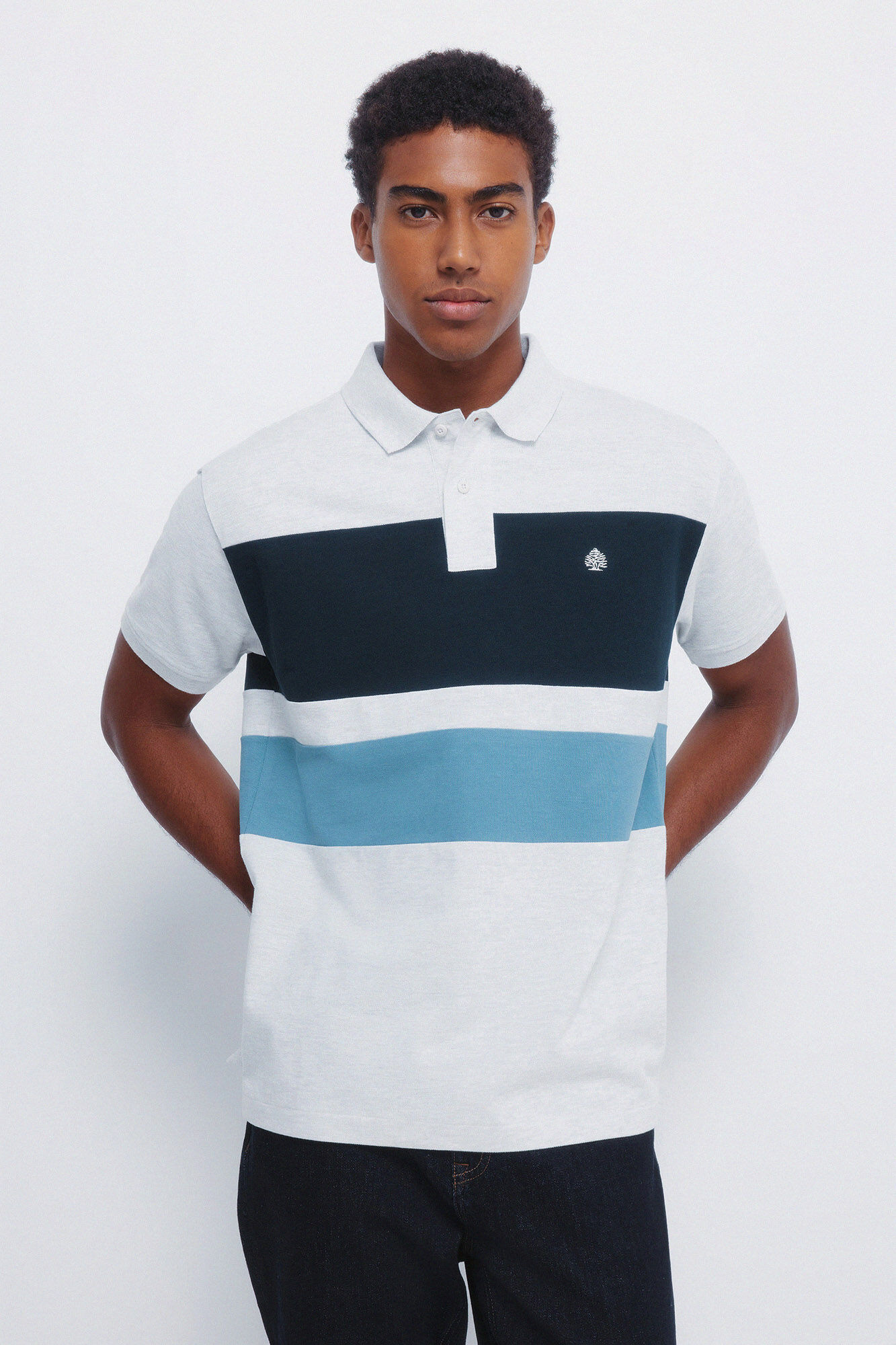 Springfield Regular fit color block piqu&eacute; polo shirt
