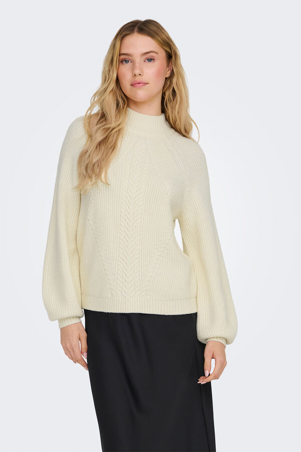 Only Camisola de malha de oitos branco