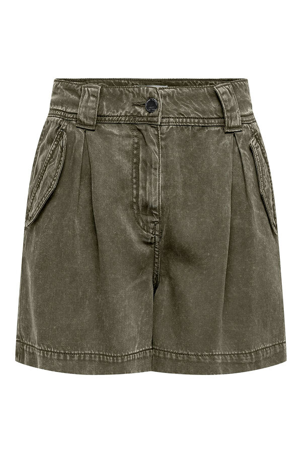 Springfield Washed fabric high-rise shorts dark gray