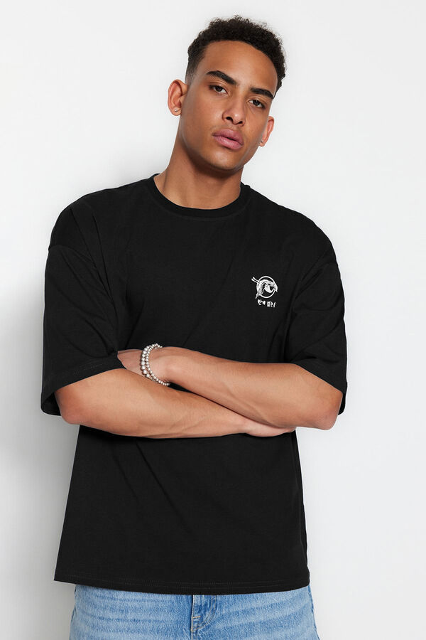 Trendyol Camiseta oversize negro