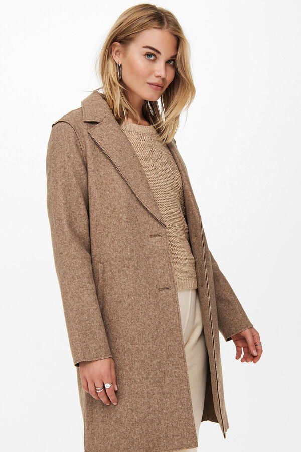Springfield Women's coat with lapel collar and buttons smeđa