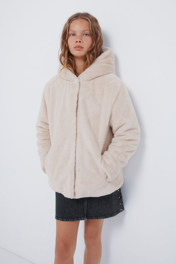 Springfield Kids Devojački krzneni kaput Bež