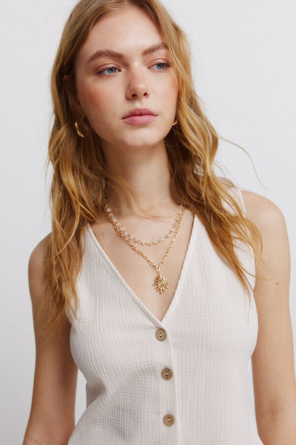 Springfield Buttoned vest top beige