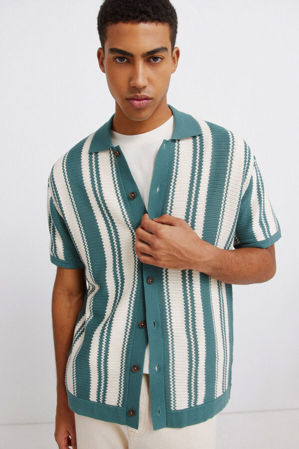 Springfield Striped button cardigan blue