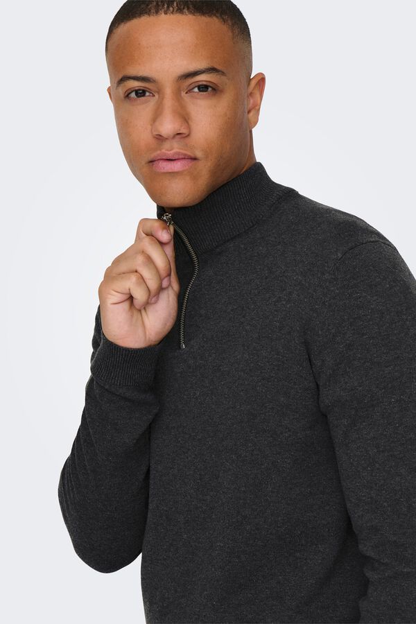 Only & Sons High neck zip-up jumper blue