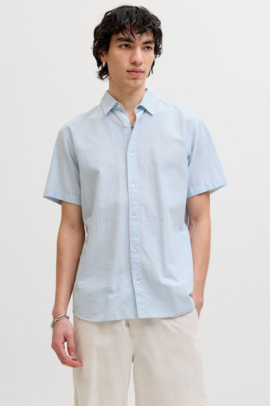 Camisa lino manga corta