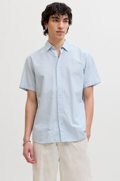 Jack & Jones Camisa lino manga corta azul