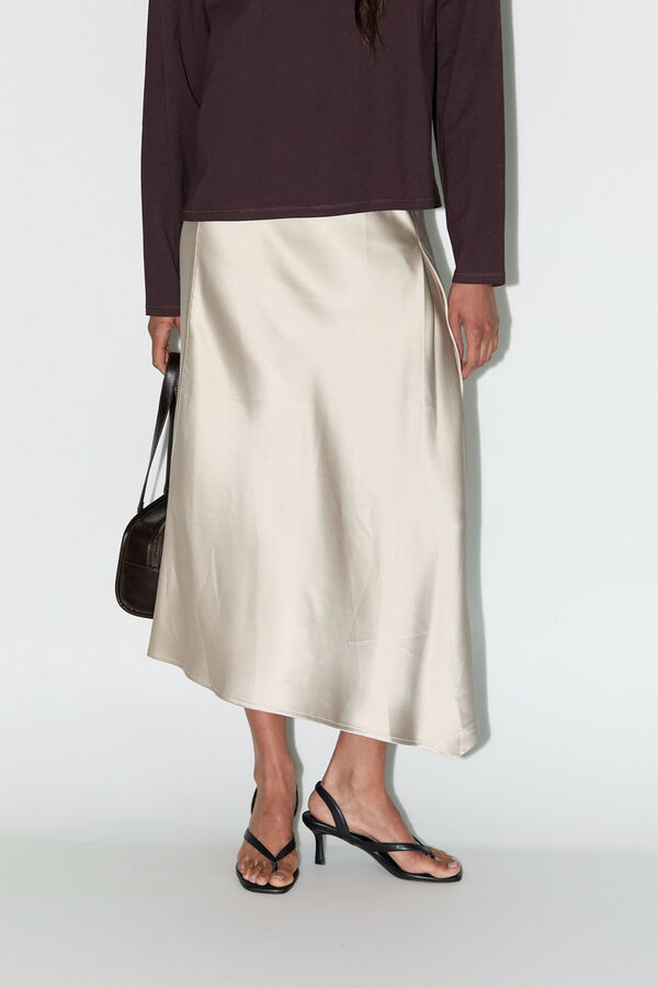 Balmohk Asymmetric satin-finish skirt pink