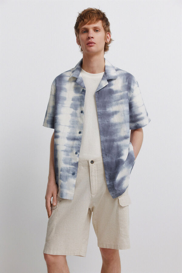 Springfield Bermuda cargo en lin confort fit blanc