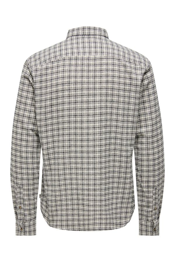 Only & Sons Plaid slim fit shirt white