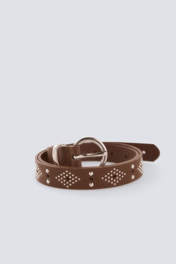Springfield Studded round buckle belt nude
