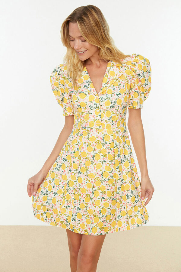 Trendyol Short shirt collar dress printed