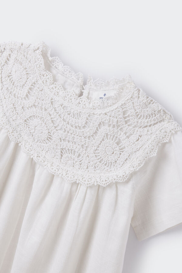 Springfield Kleid Crochet-Kragen Mädchen Weiß