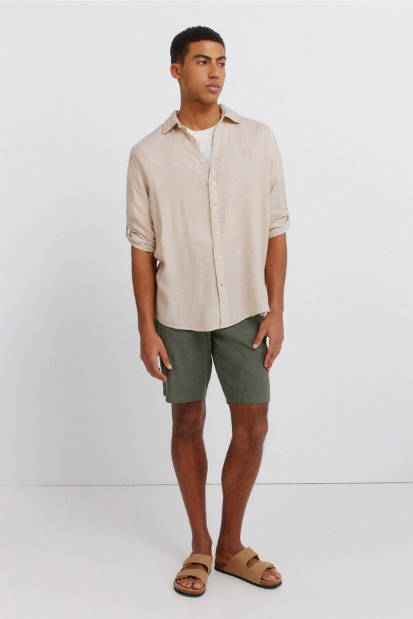 Springfield Linen viscose 3/4 sleeve shirt grey