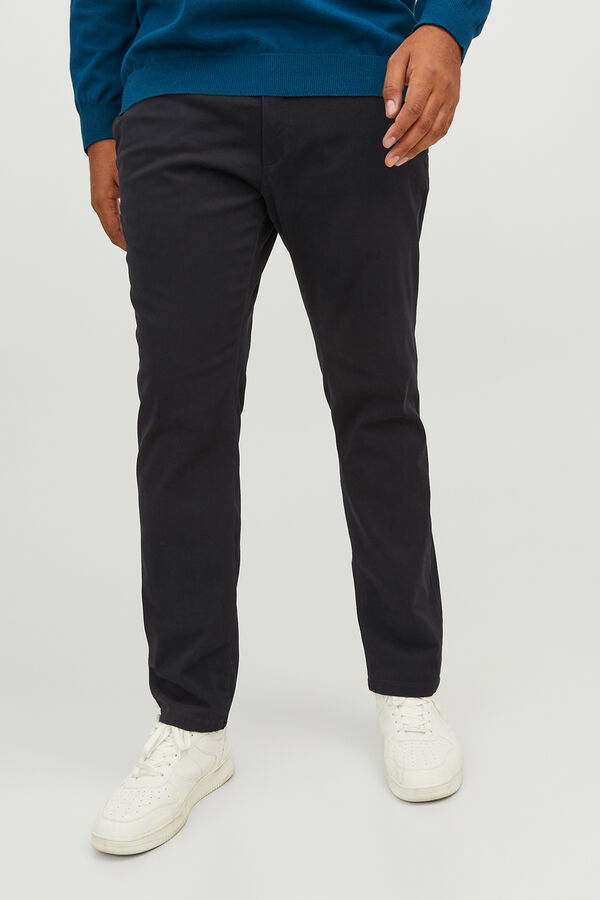 Jack & Jones PLUS Pantal&oacute;n chino slim fit el&aacute;stico negro