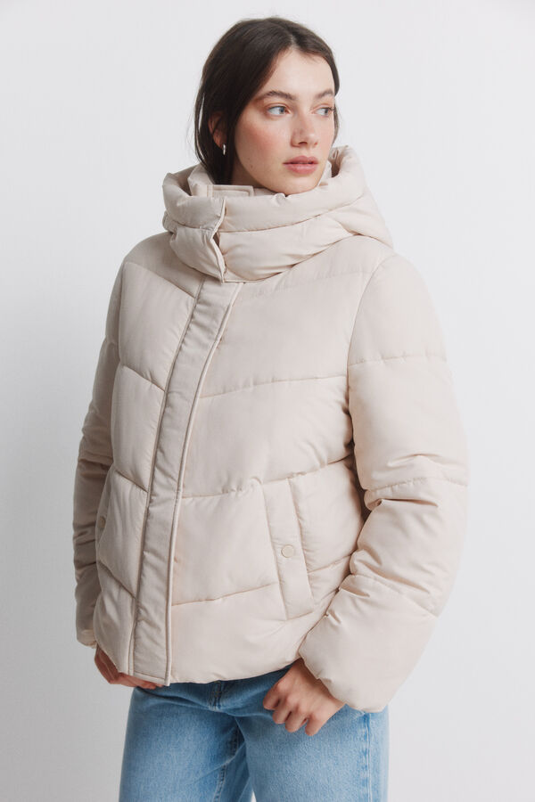 Springfield Puffer jacket with hood brown