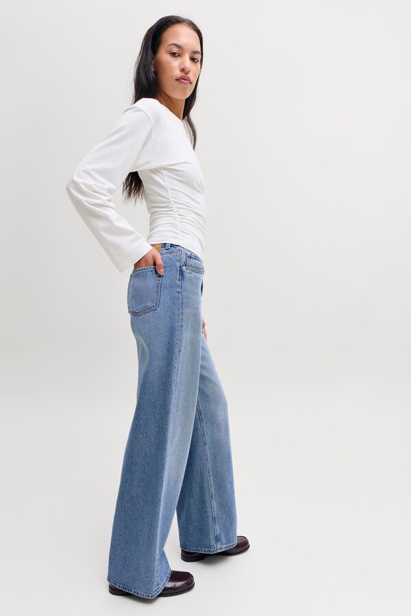 Jack & Jones Pantal&oacute;n vaquero wide leg de tiro alto azul