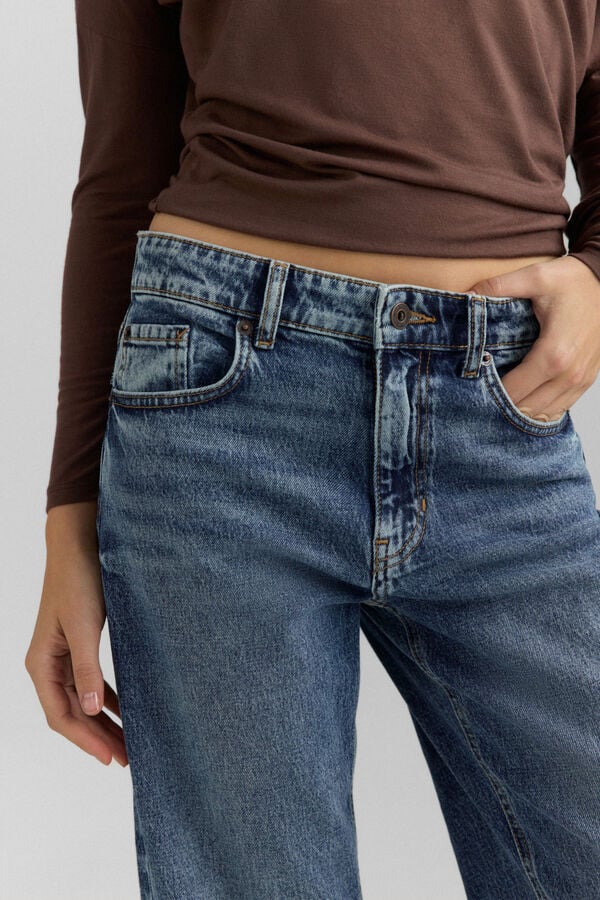 Springfield Jeans Straight cropped azul
