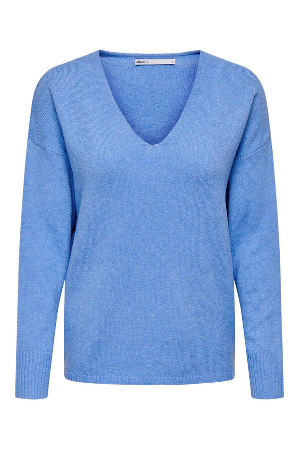 Only Jersey de cuello pico azul