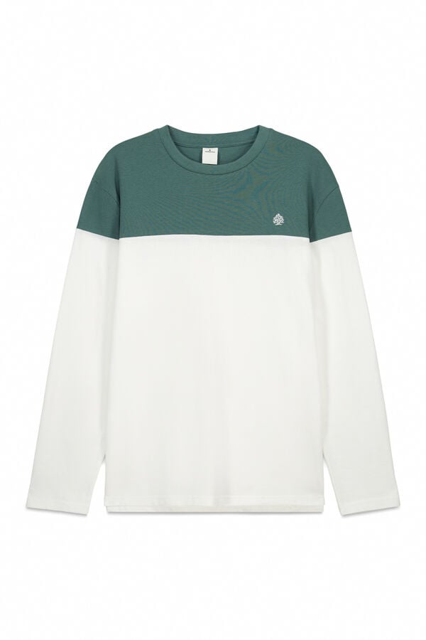 Springfield Color block long sleeve T-shirt beige