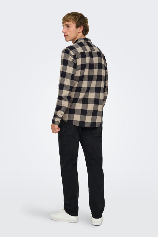 Only & Sons Men's long sleeve sleeved checkered shirt blue