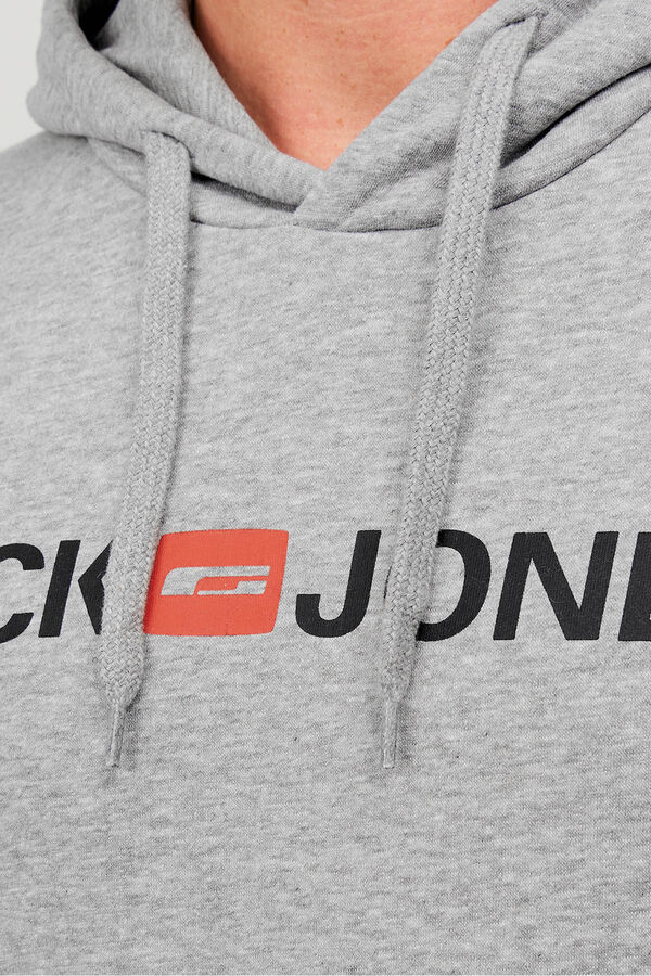 Jack & Jones Sudadera logo capucha gris