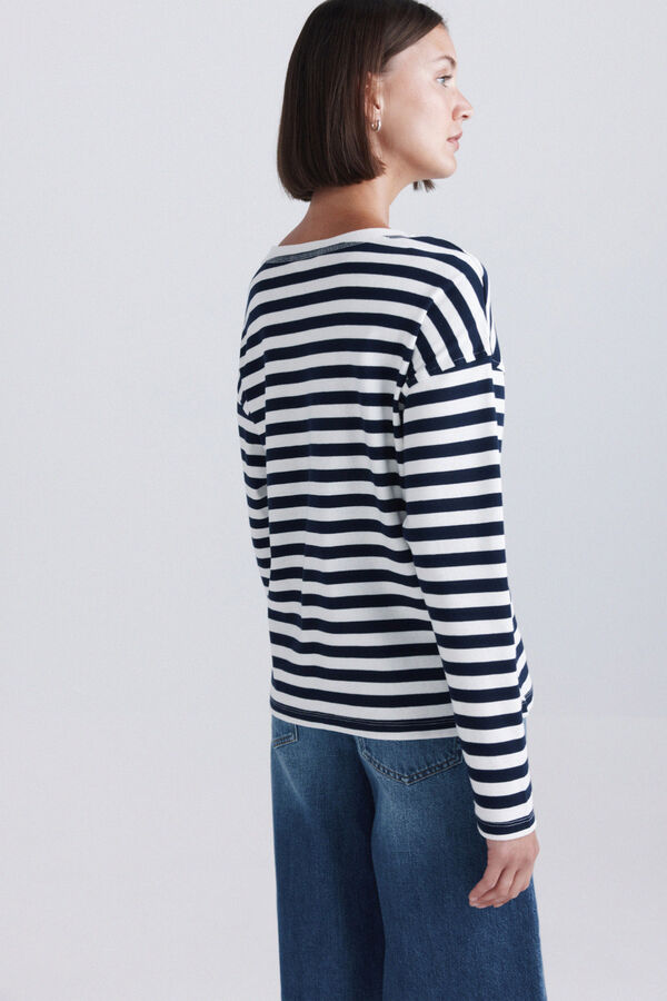 Springfield Striped fine knit jumper blue