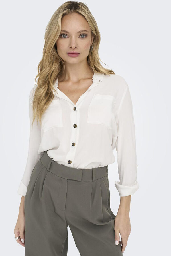 Only Camisa fluida com bolsos frontais branco