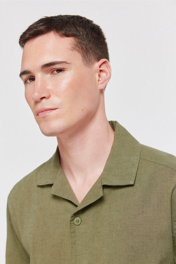 Springfield Linen short sleeve shirt beige