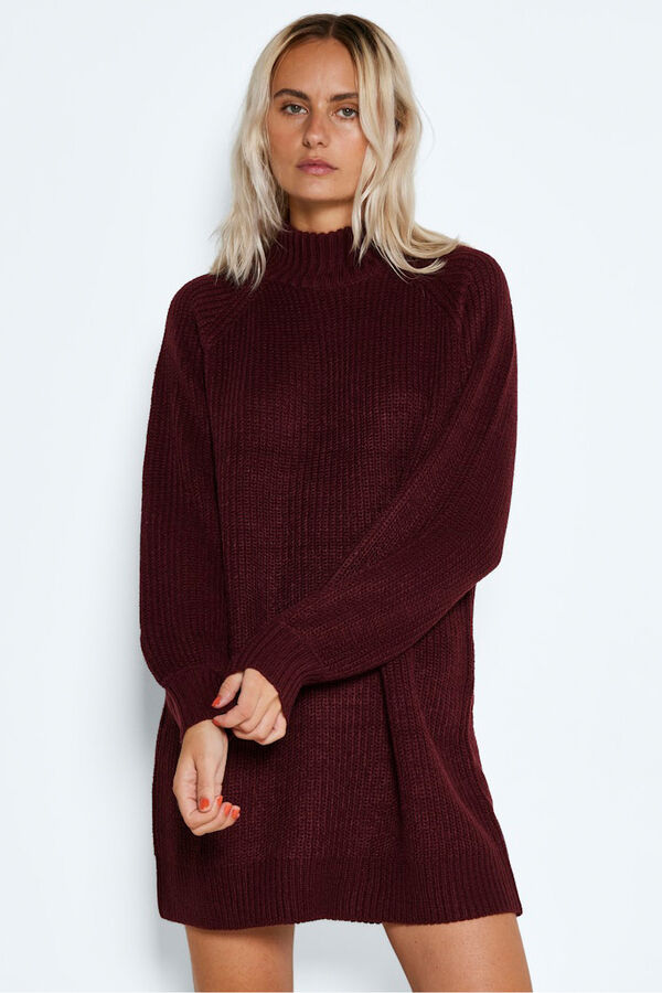 Noisy May high neck ribbed jersey-knit dress pink