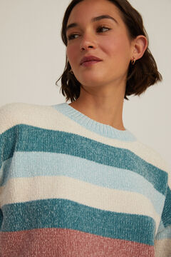 Springfield Chenille jumper with colour block stripes camel