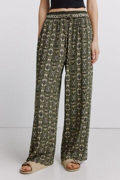 Springfield Printed rustic drawstring trousers