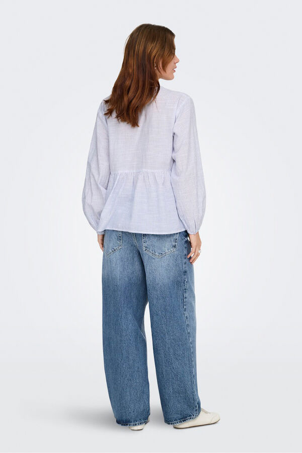 Only long sleeve striped blouse  white