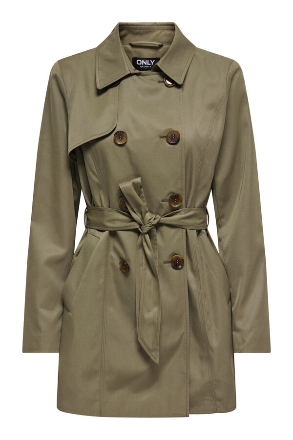 Only Belted midi trench coat grey