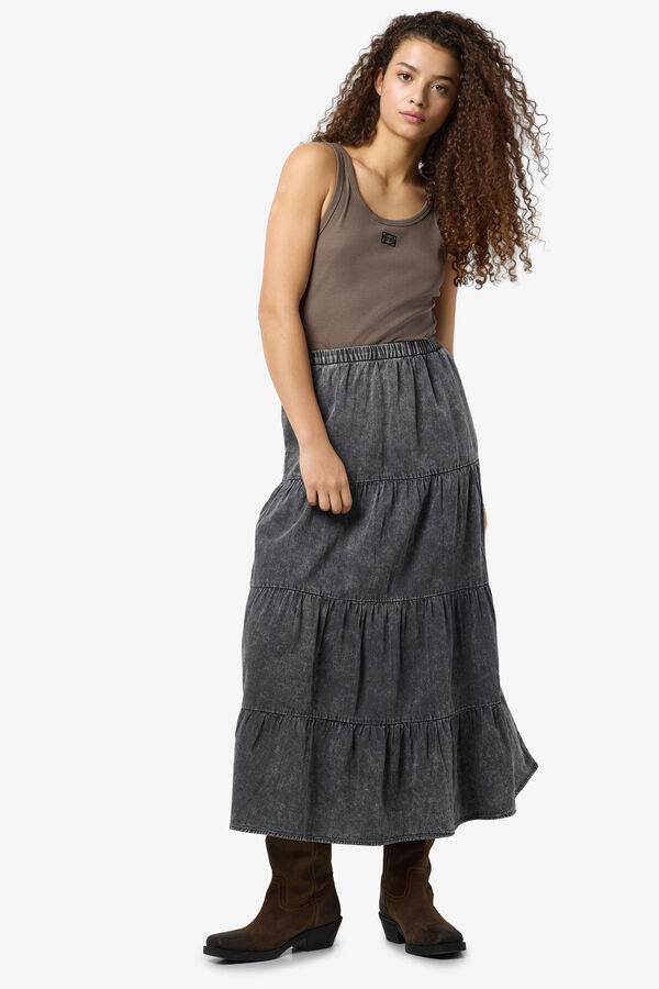 Noisy May Falda midi panelada washed negro