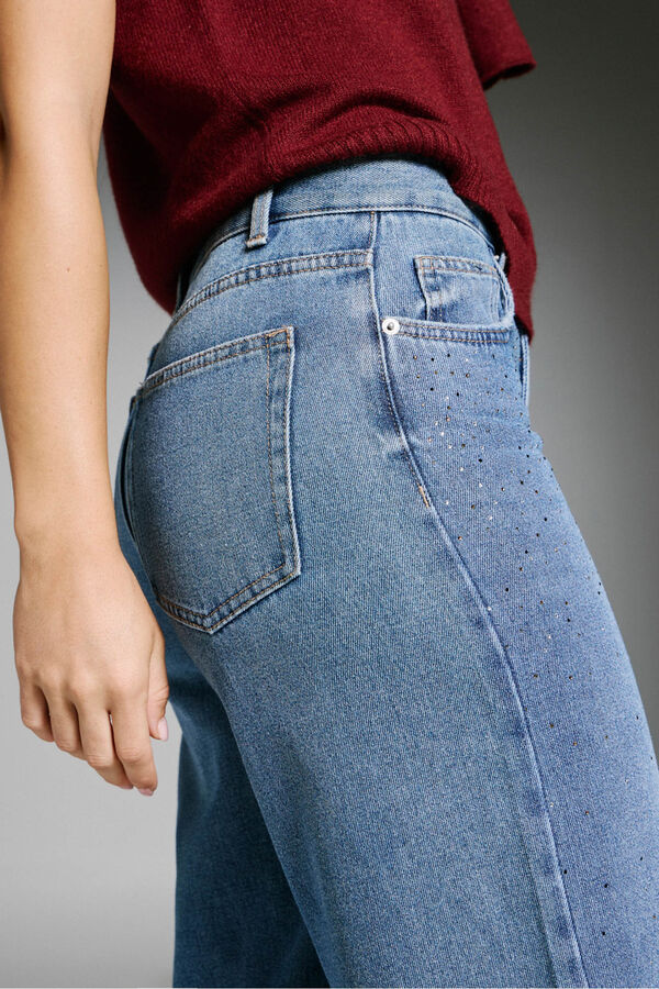 Only Jeans Wide Leg strass azul