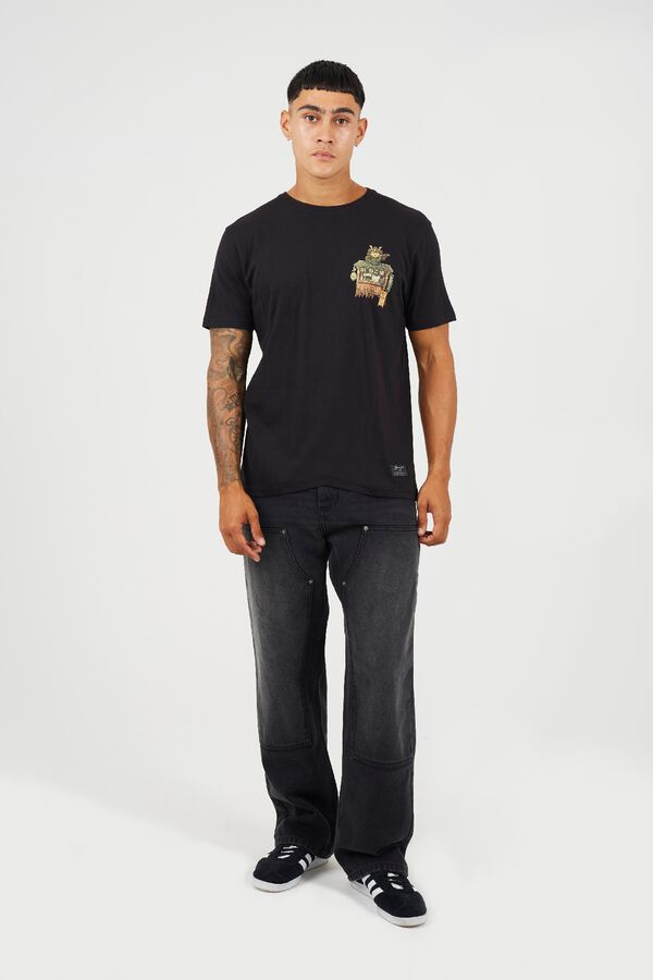 Brave Soul Camiseta manga corta print oriental negro