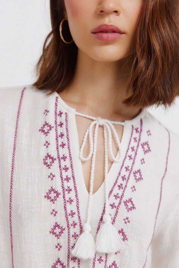 Springfield Long sleeve border print blouse printed