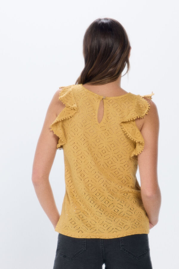 Springfield Camiseta estructura crochet volantes dorado