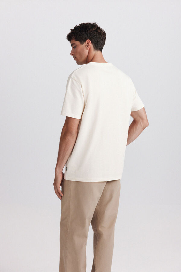 Springfield Piqu&eacute; texture Henley T-shirt white