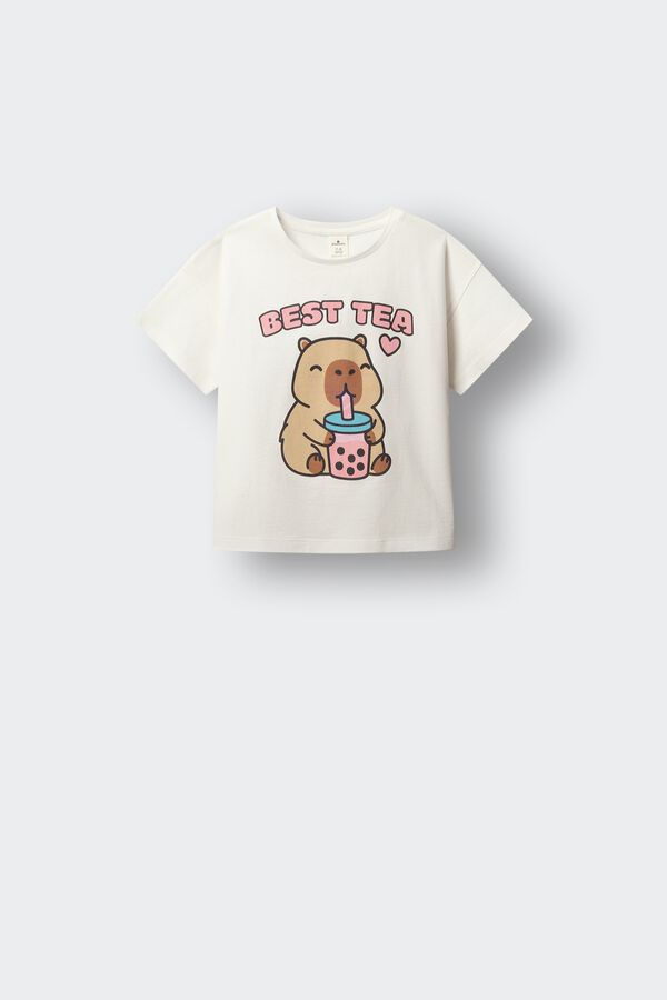 Springfield Kids Camiseta manga corta capybara ni&ntilde;a blanco