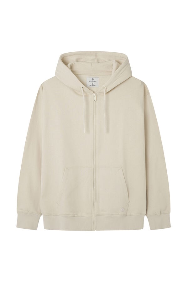 Springfield Essential zip-up hoodie natural