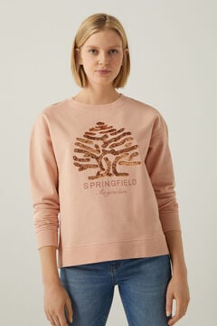 Springfield Sweatshirt Logo Baum Pailletten rot